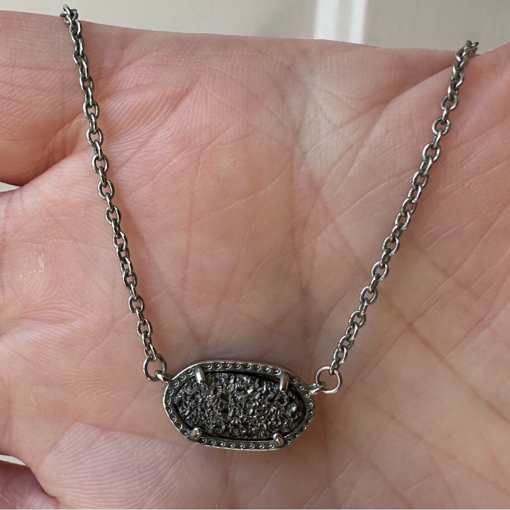 Elisa Pendant Necklace in Black Drusy